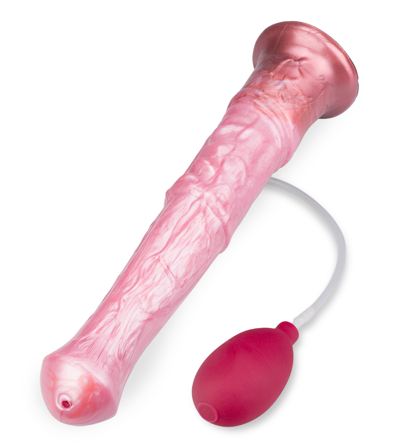 Suction-cup silicone ejaculating horse dildo