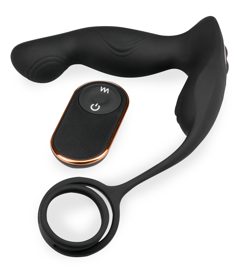 Tao massaging and vibrating prostate massager with cock rings