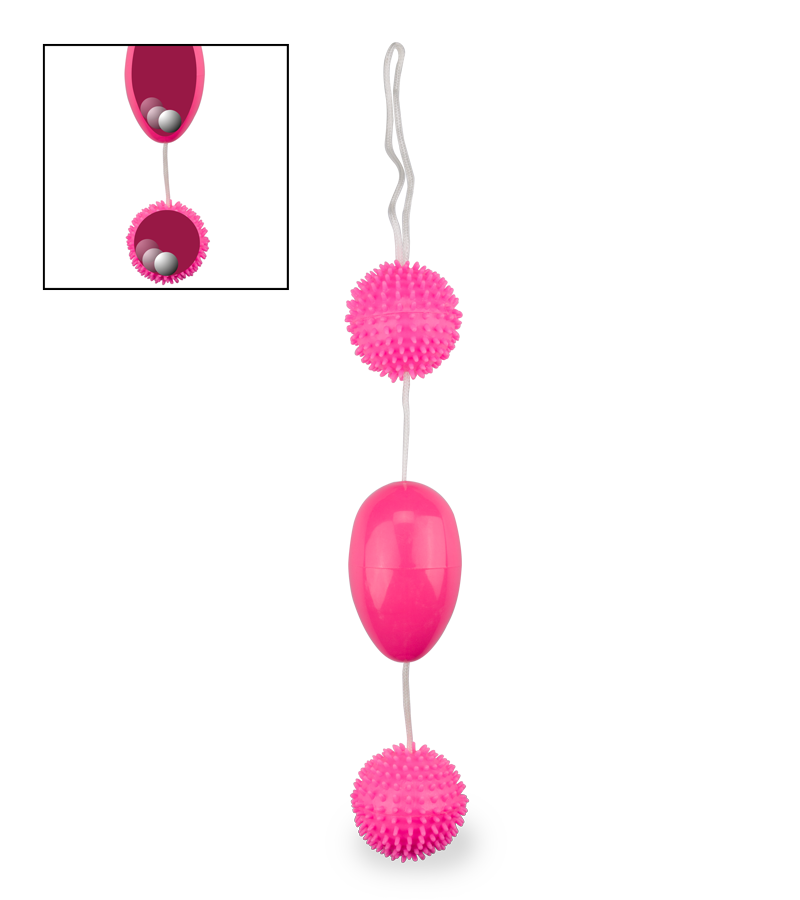 Textured vaginal and anal double jiggle balls