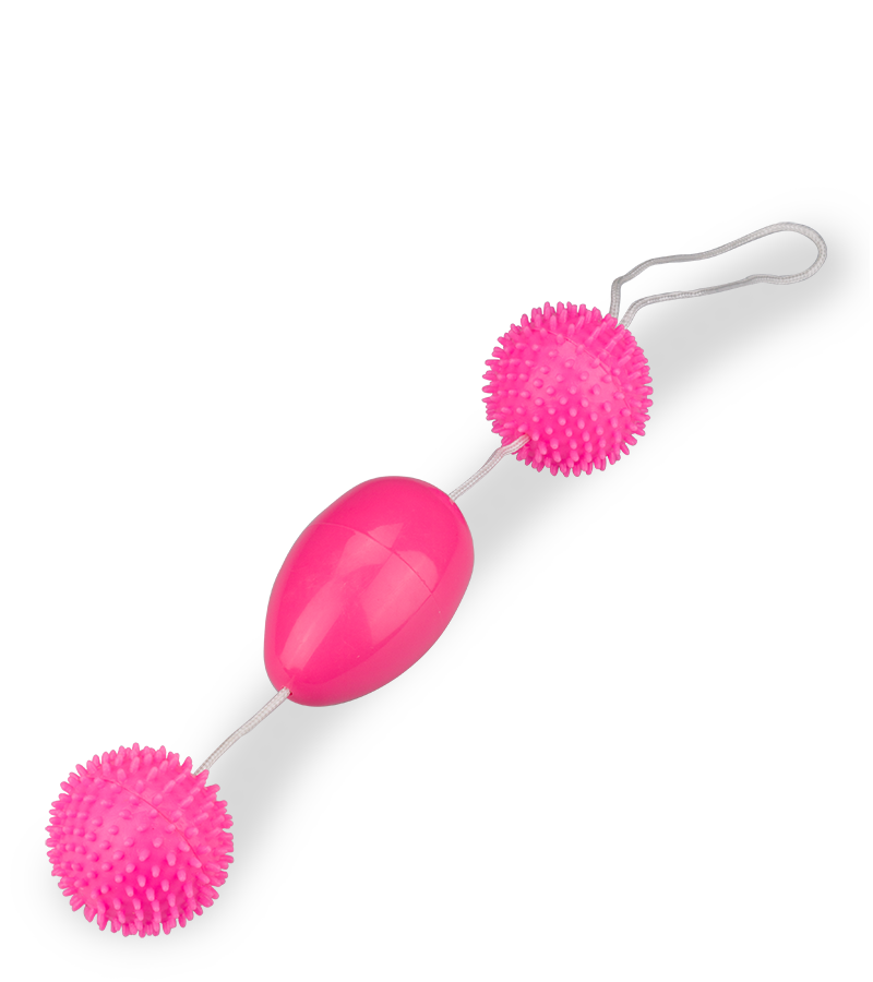 Textured vaginal and anal double jiggle balls
