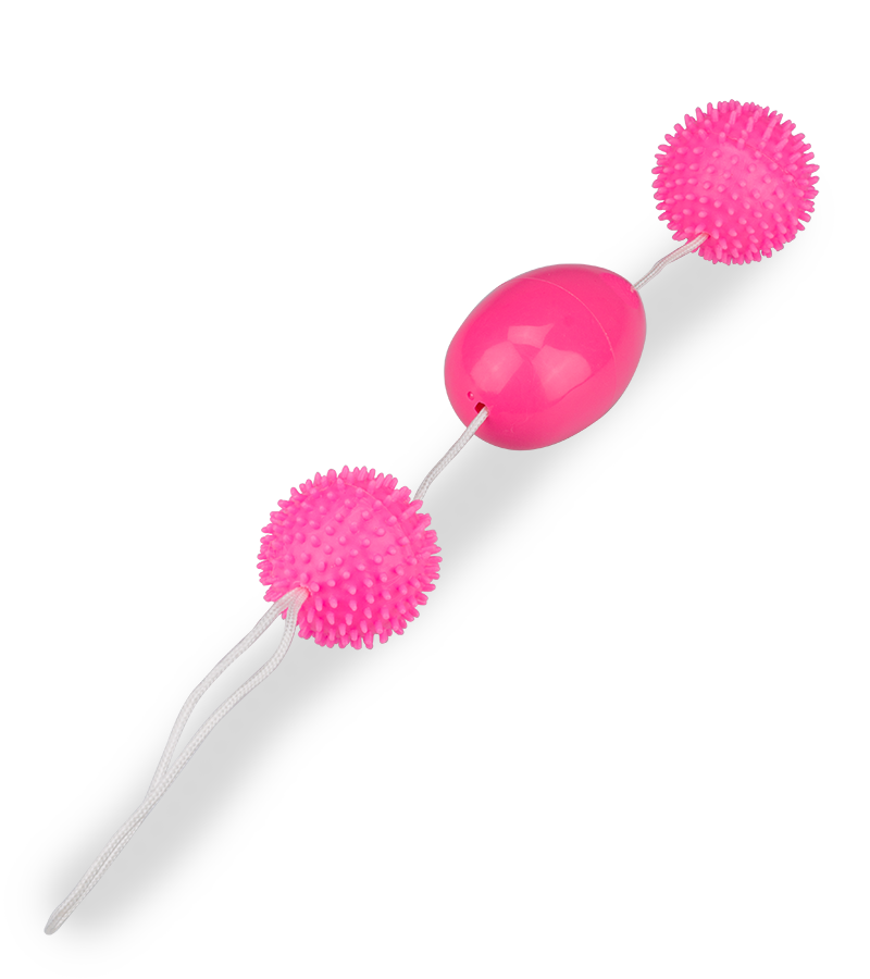 Textured vaginal and anal double jiggle balls