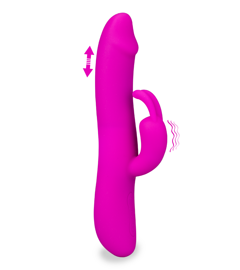 Thrust and throb action rabbit vibrator