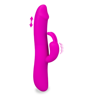 Thrust and throb action rabbit vibrator
