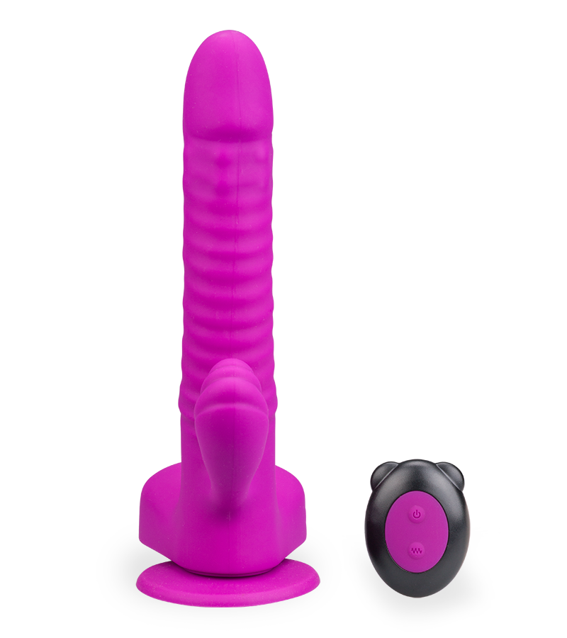 Thrusting suction-cup rabbit-style vibrator