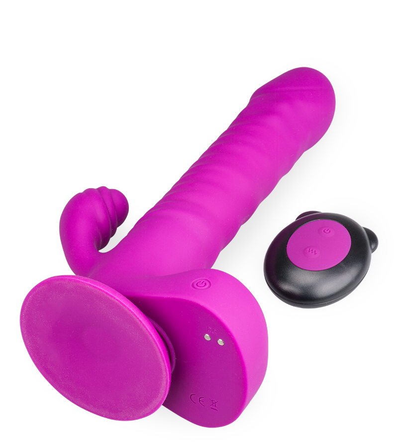 Thrusting suction-cup rabbit-style vibrator