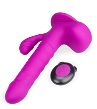 Load image into Gallery viewer, Thrusting suction-cup rabbit-style vibrator