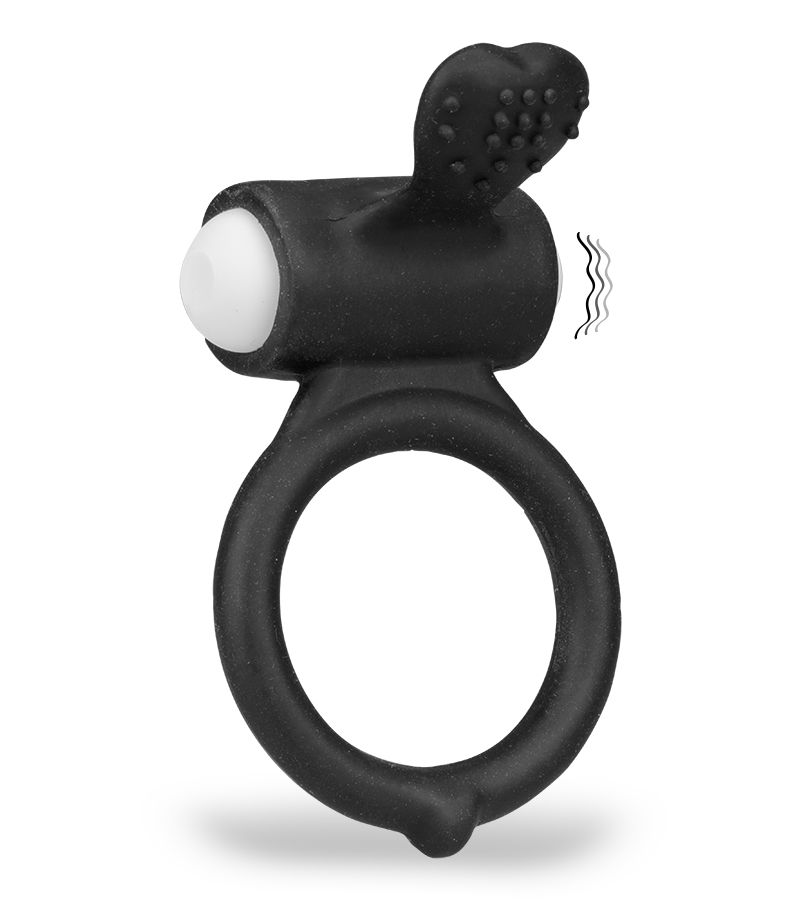 Tickling and vibrating silicone cock ring