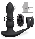 Toronto vibrating and thrusting anal plug with double cock ring