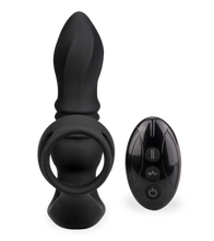 Load image into Gallery viewer, Toronto vibrating and thrusting anal plug with double cock ring