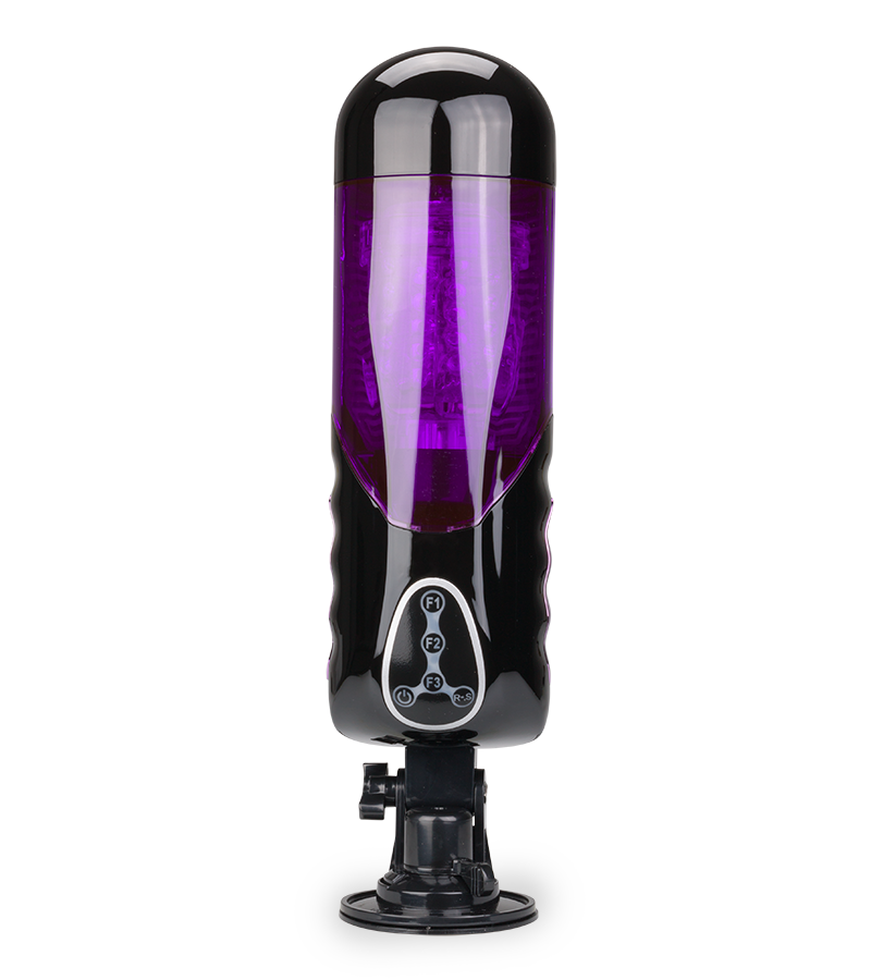 Trainer rotating and thrusting suction cup masturbator