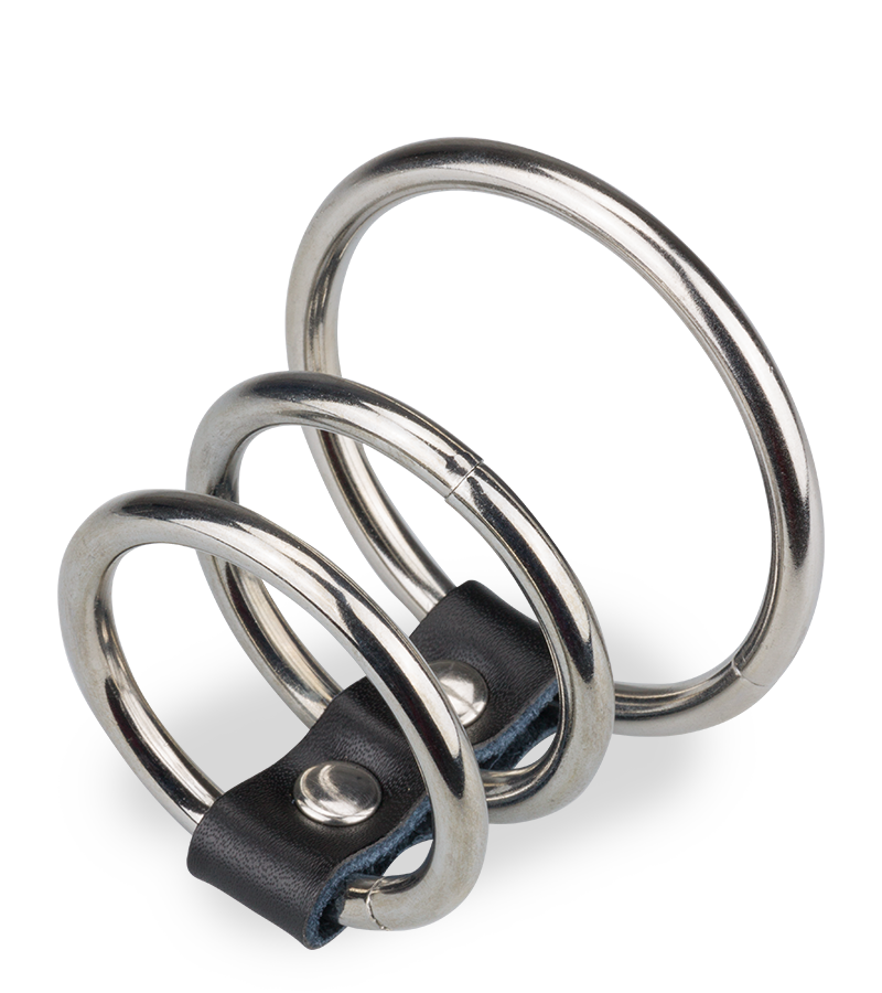Triple loop metal cock ring