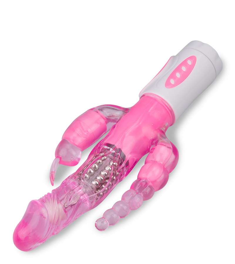 Triple penetration rotating rabbit vibrator