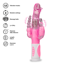 Load image into Gallery viewer, Triple penetration rotating rabbit vibrator