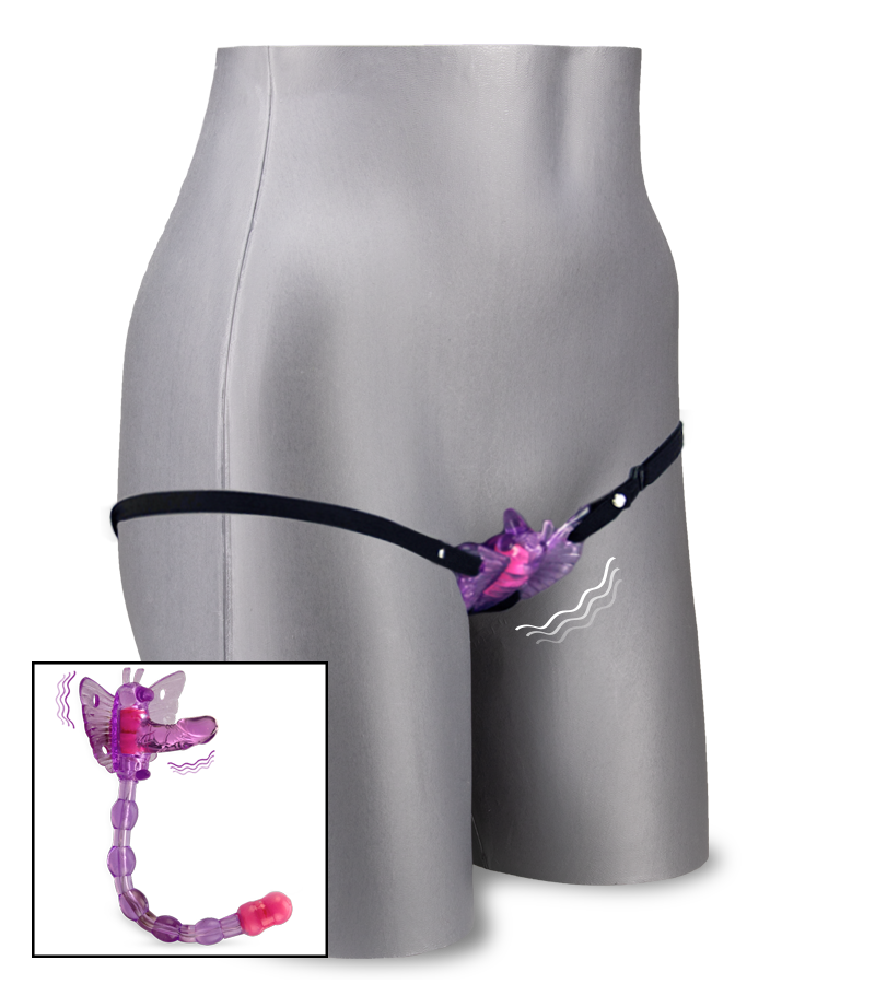 Triple stimulation wearable butterfly vibrator
