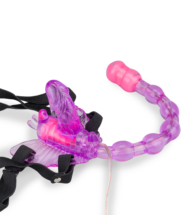 Triple stimulation wearable butterfly vibrator