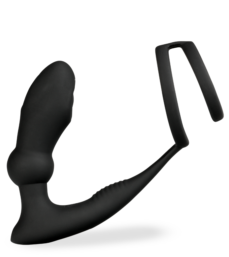 Vegas vibrating and throbbing prostate massager and double cock ring