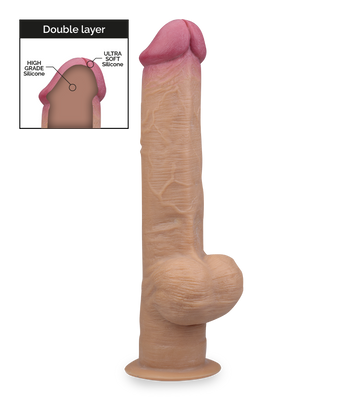 Very realistic double layer suction cup handle dildo 13.00 inches