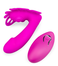 Load image into Gallery viewer, Vibrating and throbbing wearable clit and G-spot vibe 12 speeds
