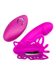 Load image into Gallery viewer, Vibrating and throbbing wearable clit and G-spot vibe 12 speeds
