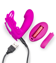 Load image into Gallery viewer, Vibrating and throbbing wearable clit and G-spot vibe 12 speeds