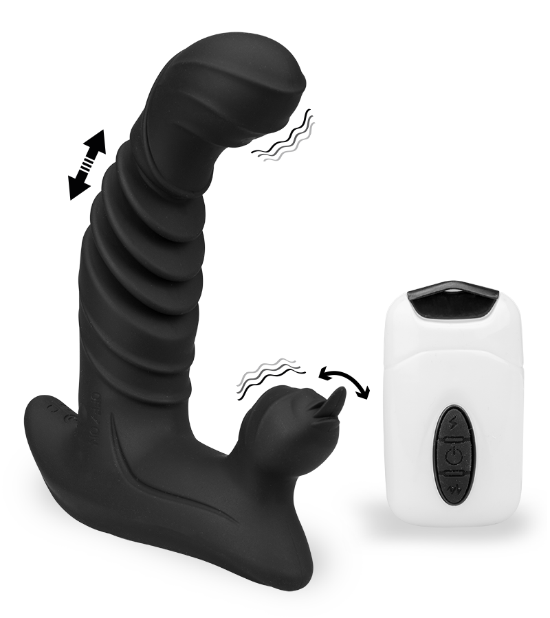 Vibrating and thrusting dildo clitoris stimulator 20 modes