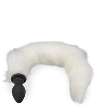 Load image into Gallery viewer, Vibrating butt plug with white synthetic fur tail