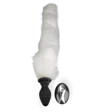 Load image into Gallery viewer, Vibrating butt plug with white synthetic fur tail