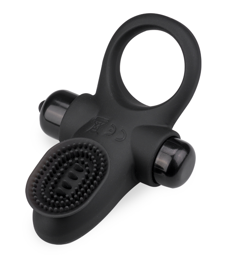 Vibrating cock ring with clit stimulator