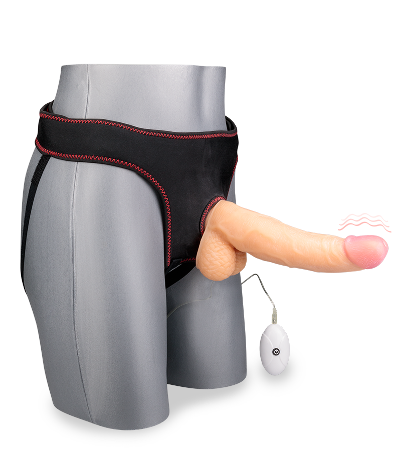 Vibrating curved strap on dildo 8.75 inches 10 modes