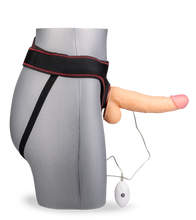 Load image into Gallery viewer, Vibrating curved strap on dildo 8.75 inches 10 modes