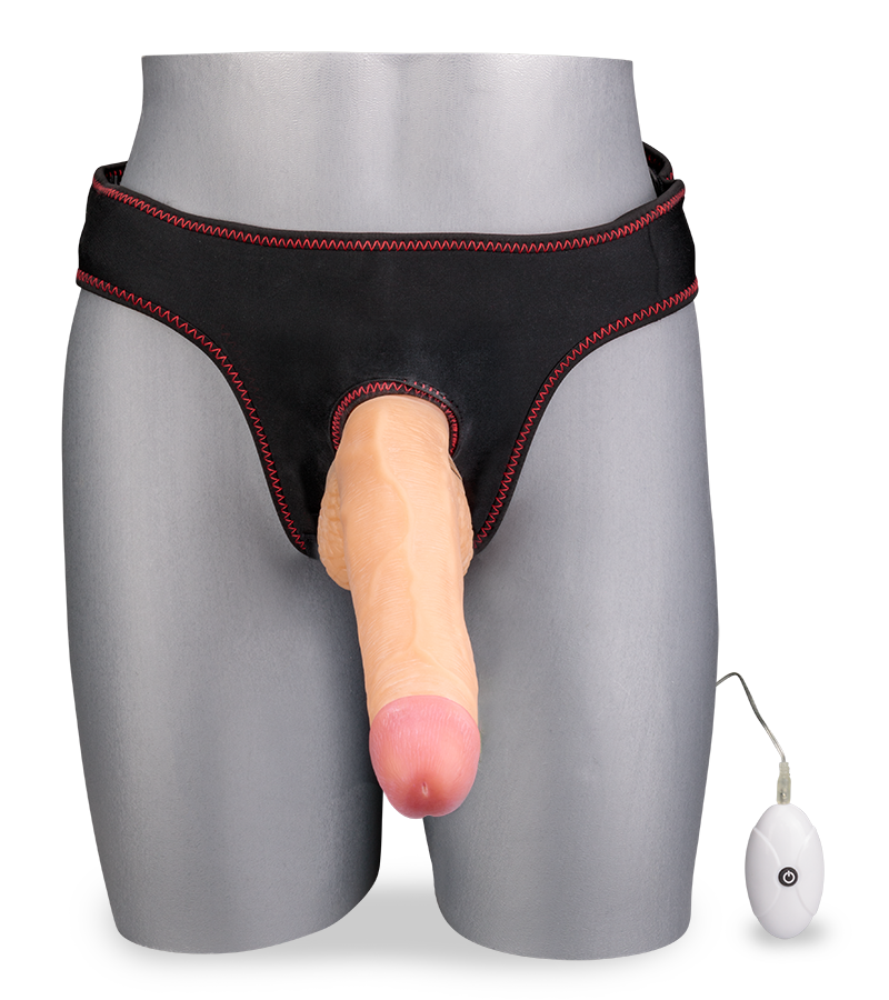 Vibrating curved strap on dildo 8.75 inches 10 modes