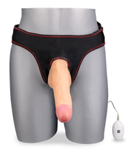 Load image into Gallery viewer, Vibrating curved strap on dildo 8.75 inches 10 modes