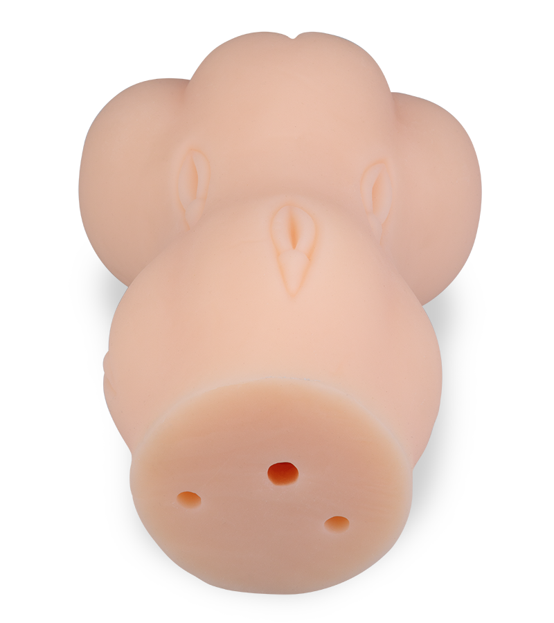 Vibrating double penetration pussy and ass stroker