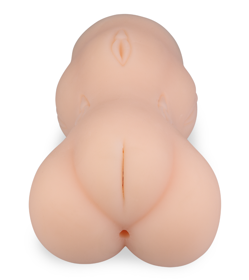 Vibrating double penetration pussy and ass stroker