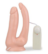 Load image into Gallery viewer, Vibrating double penetration suction cup dildo