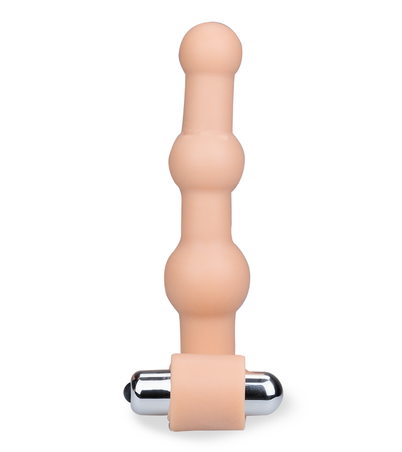 Vibrating dual penetration cock ring with 3 beads