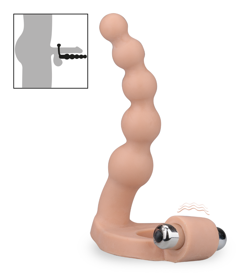 Vibrating penetrating cock ring with beads