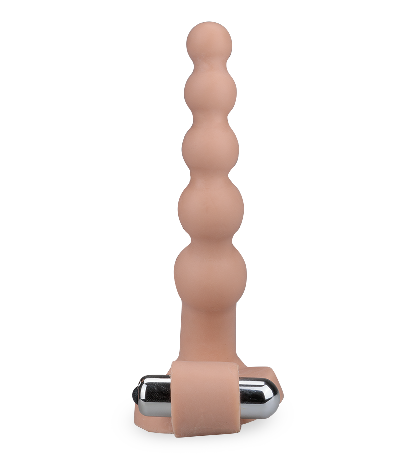 Vibrating penetrating cock ring with beads