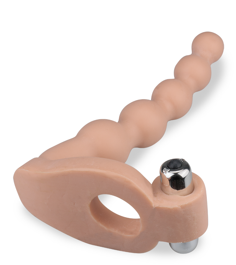Vibrating penetrating cock ring with beads