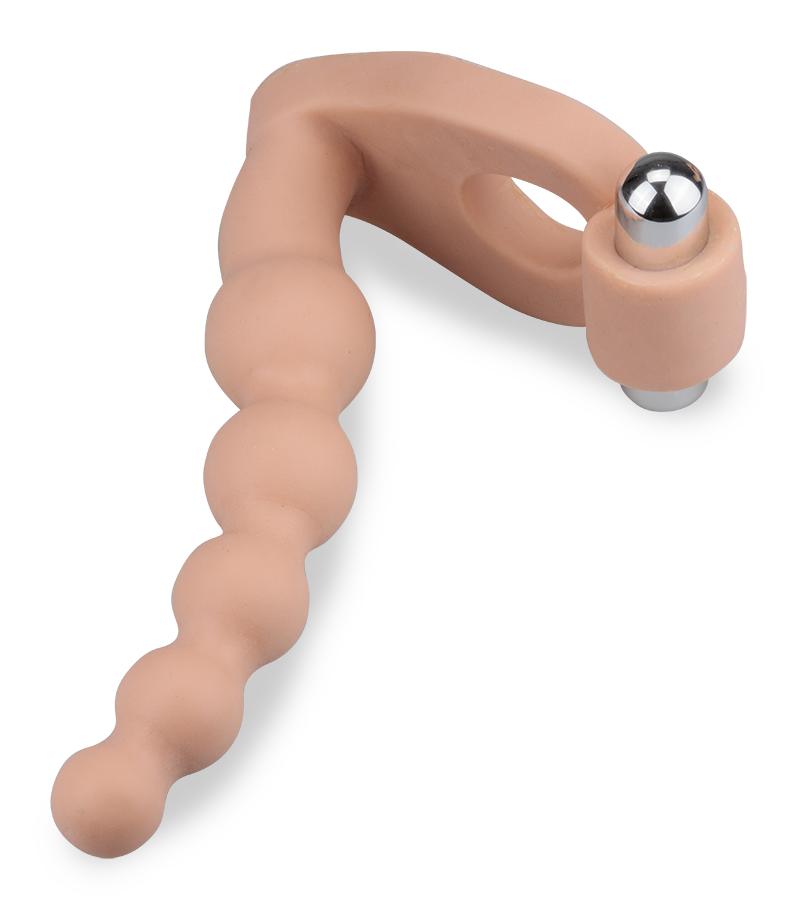Vibrating penetrating cock ring with beads