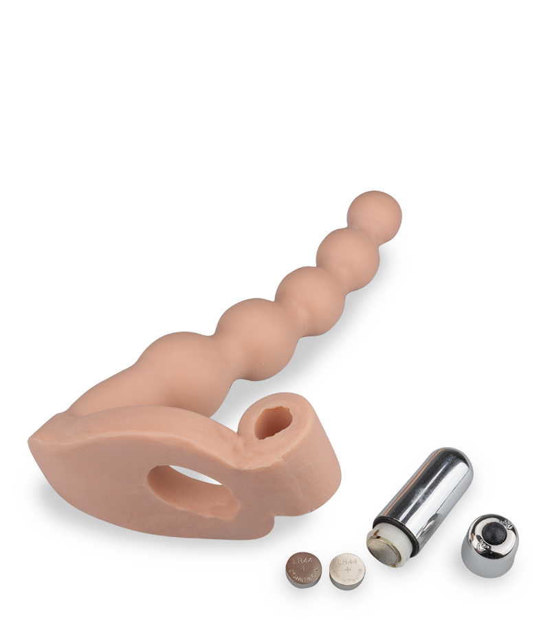Vibrating penetrating cock ring with beads