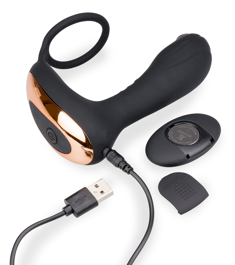 Vibrating prostate stimulator with cock ring 7 modes