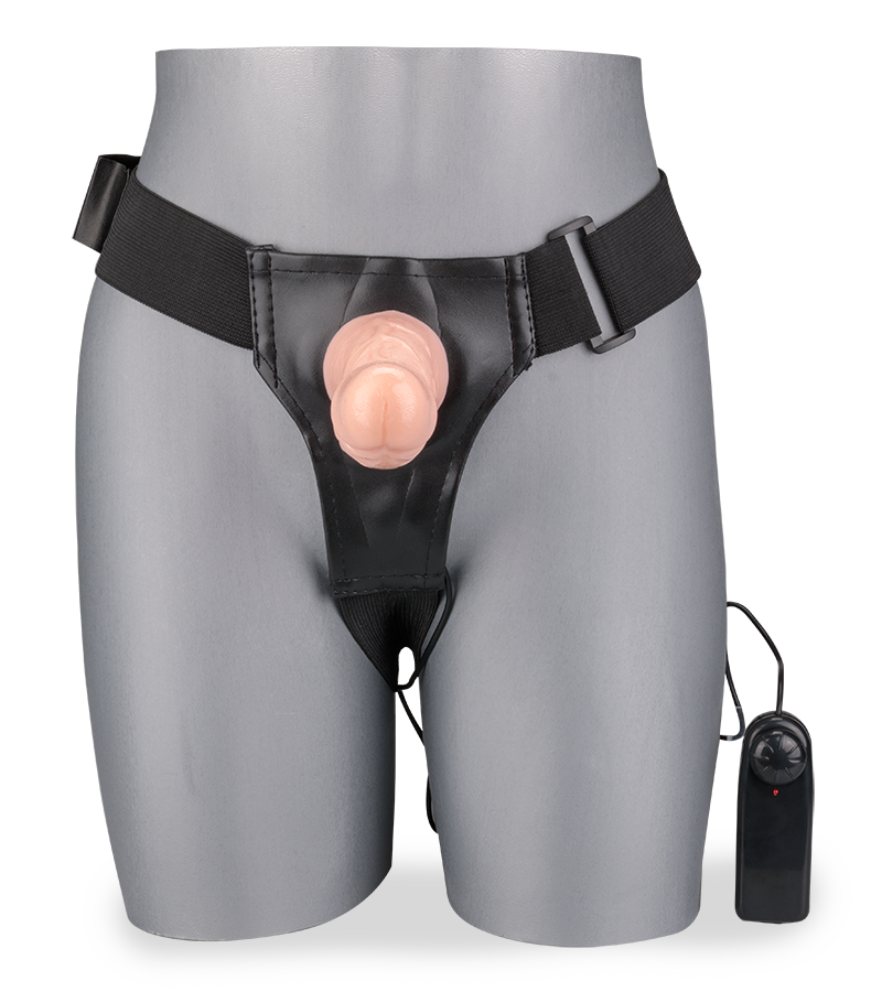 Vibrating realistic hollow strap on dildo