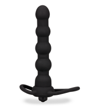 Load image into Gallery viewer, Vibrating silicone double penetration cock ring and beaded dildo