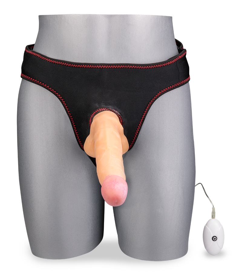 Vibrating strap on dildo 7.75 inches 10 modes