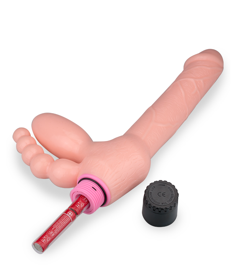 Vibrating triple penetration dildo