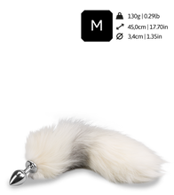 Load image into Gallery viewer, White and black furry fox tail butt plug
