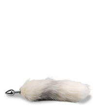 Load image into Gallery viewer, White and black furry fox tail butt plug