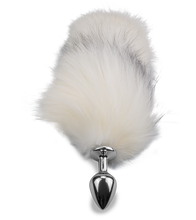 Load image into Gallery viewer, White and black furry fox tail butt plug