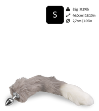 Load image into Gallery viewer, White and grey vegan fur fox tail butt plug
